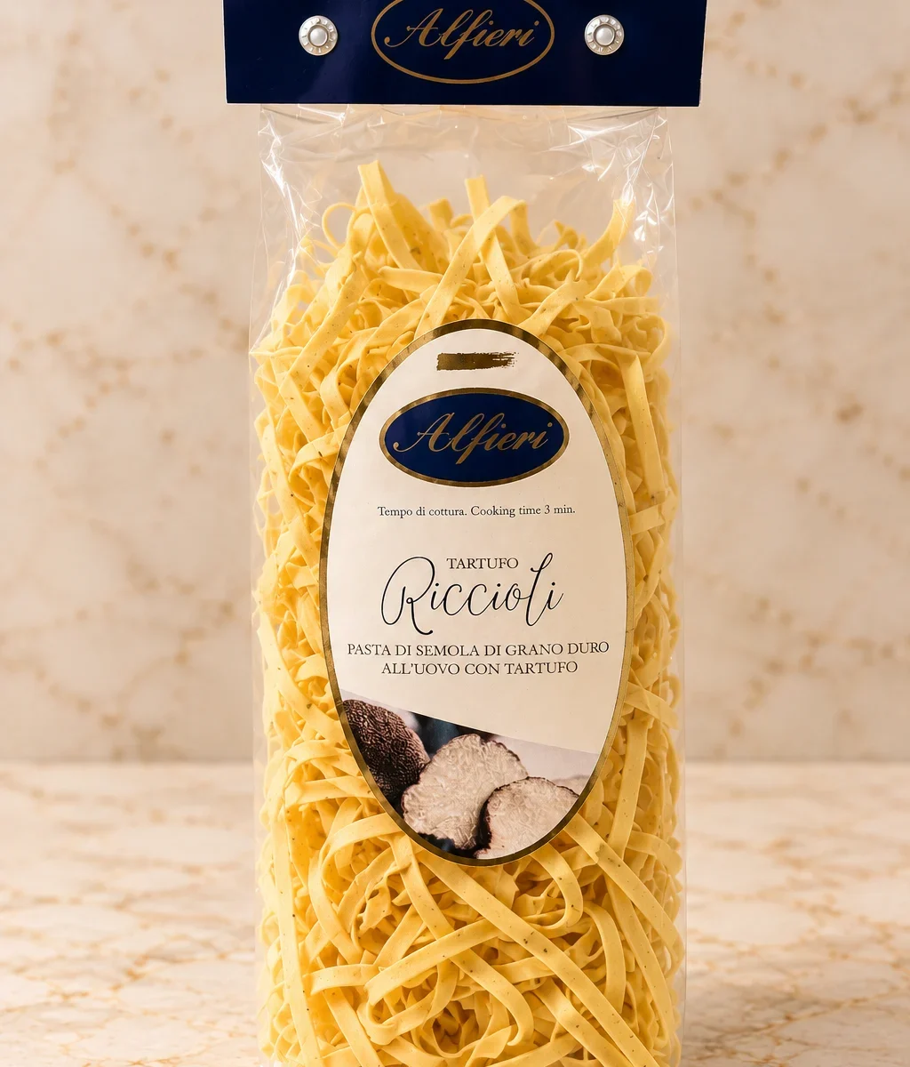 Alfieri Riccioli Tartufo kiaušininių makaronų su trumais pakuotė